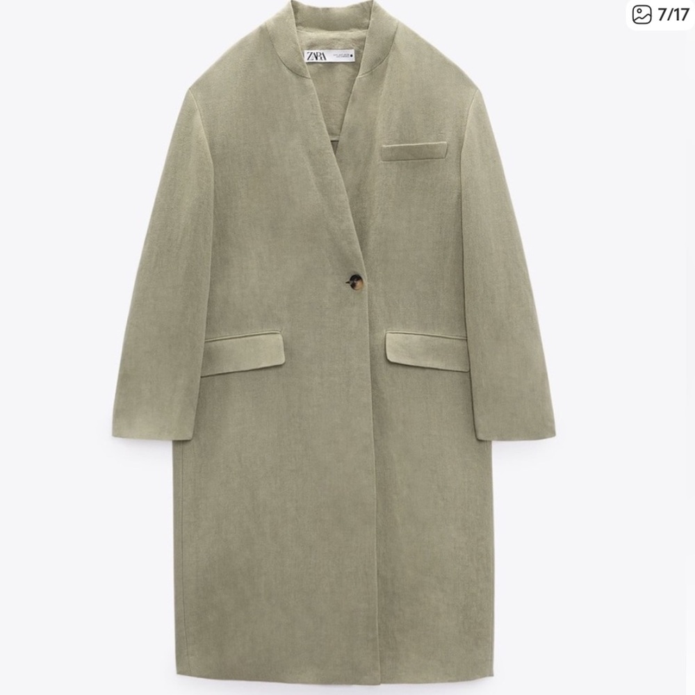 Zara 100% Linen Coat with Pockets, Small - Picture 13 of 14